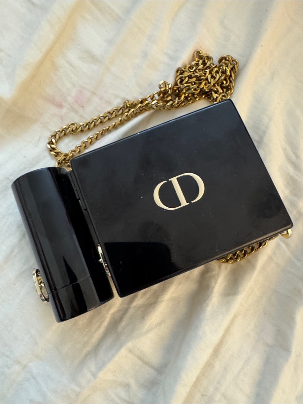 Dior Black Mini Chain Shoulder Bag with Gold CD Logo